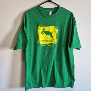 Alstyle John Moose Green Tee with Yellow Graphic, Jasper Canada